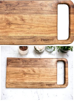 POSHIO® Solid Wood Chopping Cutting Board for Kitchen, Big Size- for Chopping, Slicing, Dicing, Cutting & Serving Food (17 x 9 inches) (Natural Brown)  - Image 1