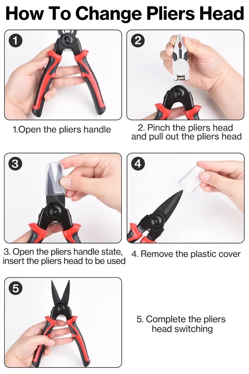 Antarkhoj Antarkhoj 5 In 1 Combination Interchangeable Pliers Kit Wire Stripper Wire Crimper Linesman Pliers Wire Cutter Metal cutter For Electricians Combination Lineman Pliers Tool Kit Screwdriver  - Image 3