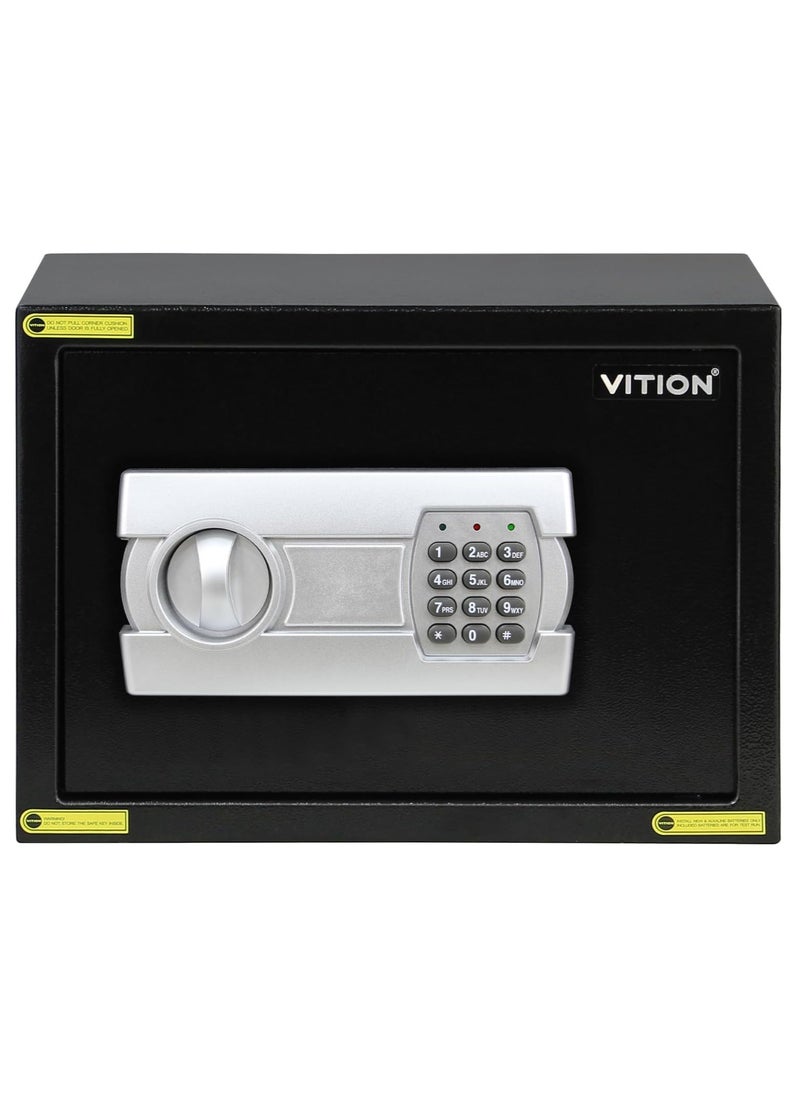 VITION A4 Document Size Safe Box for Home Office with Key and Pin Code Keypad for Cash Documents Jewelry Passports (25x35x25cm) Black  - Image 3