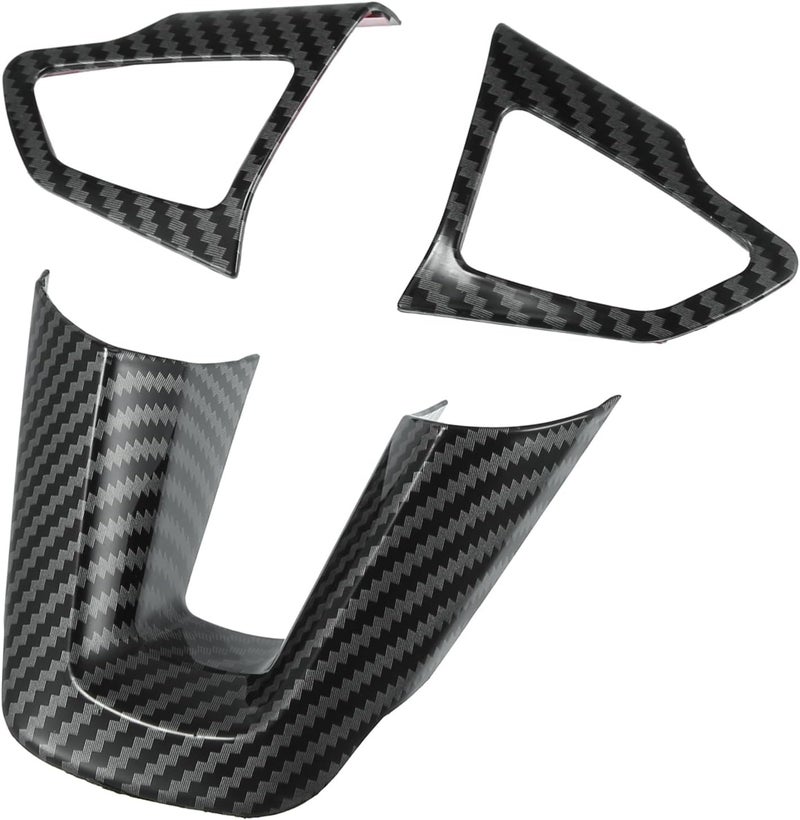 REPAIROCK 3pcs ABS Plastic Carbon Fiber Pattern Black Interior Steering Wheel Cover Trim Set for Ford Focus for Ford Escape Kuga Inner Decoration Auto Accessories Auto Replacement Parts - Image 1