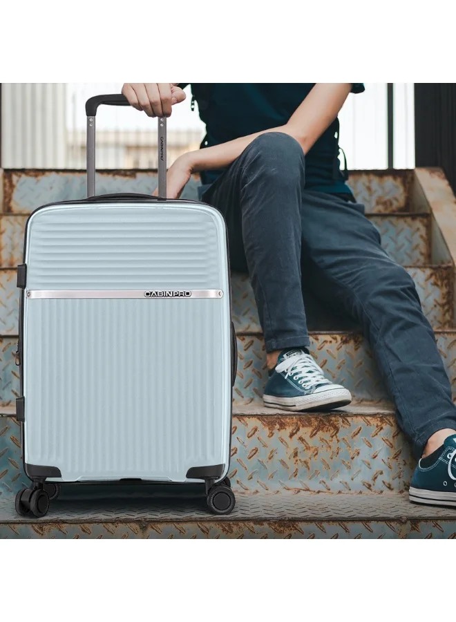 CABINPRO Light Weight PP Fashion Trolley Luggage Expandable Hard Case Large Checked Suitcase with Safe Zipper and 4 Quite 360° Double Spinner Wheels CP002 Mint