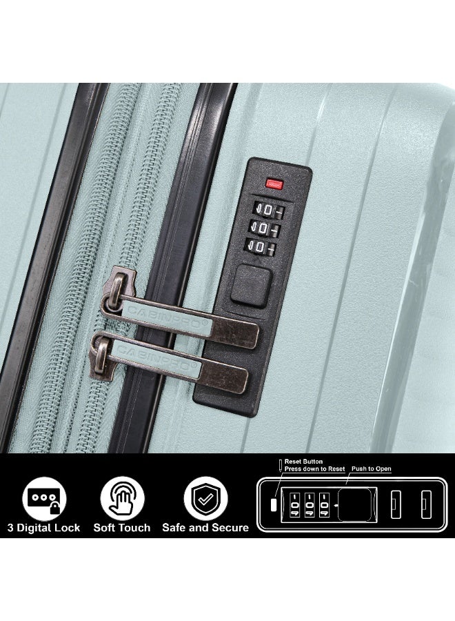 CABINPRO Light Weight PP Fashion Trolley Luggage Expandable Hard Case Large Checked Suitcase with Safe Zipper and 4 Quite 360° Double Spinner Wheels CP002 Mint - Image 4