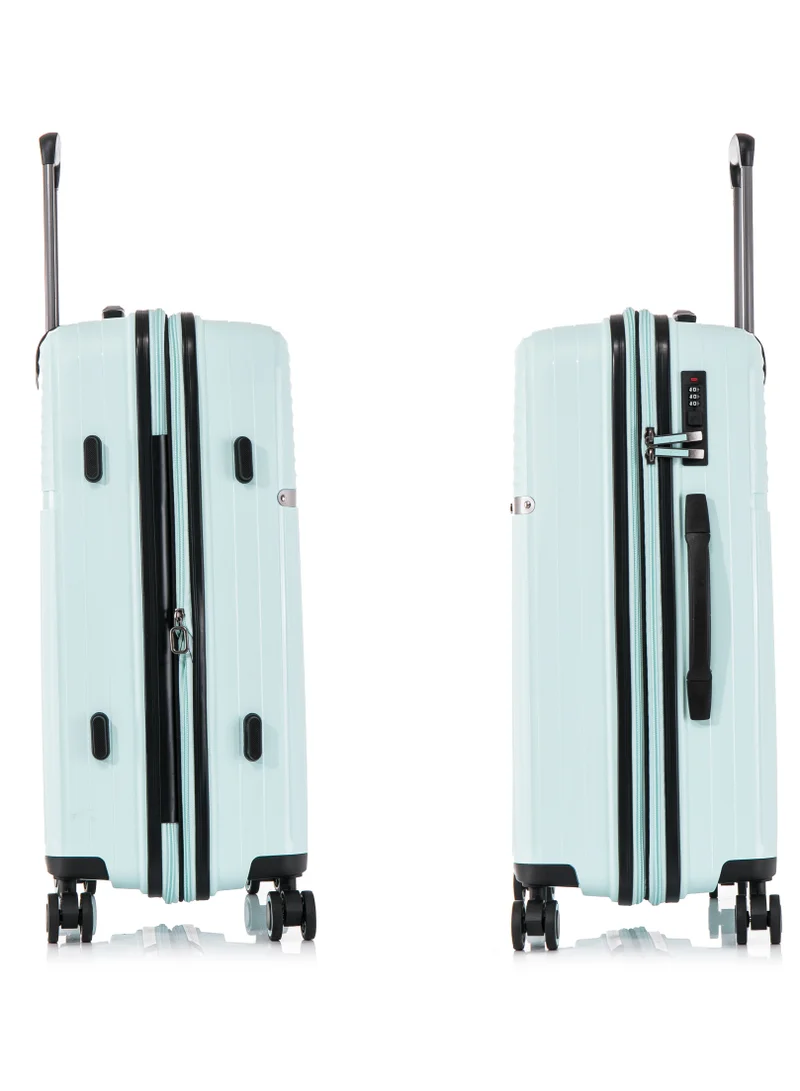 CABINPRO Light Weight PP Fashion Trolley Luggage Expandable Hard Case Large Checked Suitcase with Safe Zipper and 4 Quite 360° Double Spinner Wheels CP002 Mint
