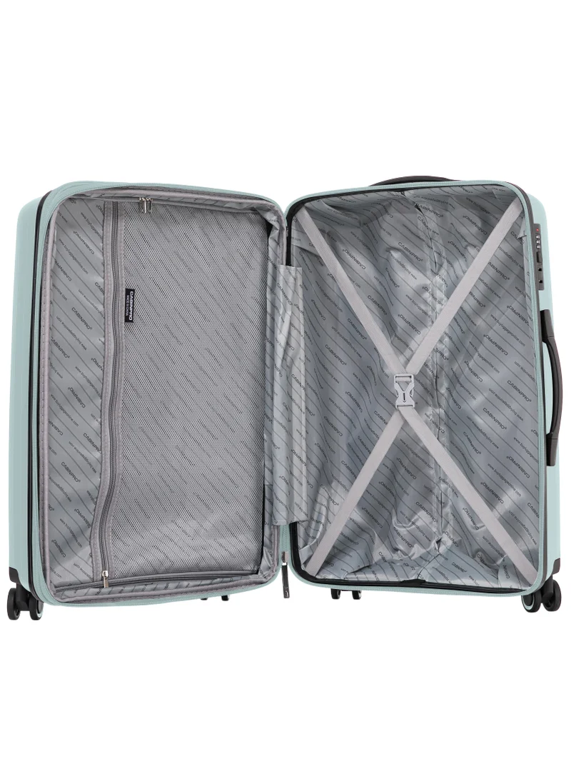 CABINPRO Light Weight PP Fashion Trolley Luggage Expandable Hard Case Large Checked Suitcase with Safe Zipper and 4 Quite 360° Double Spinner Wheels CP002 Mint