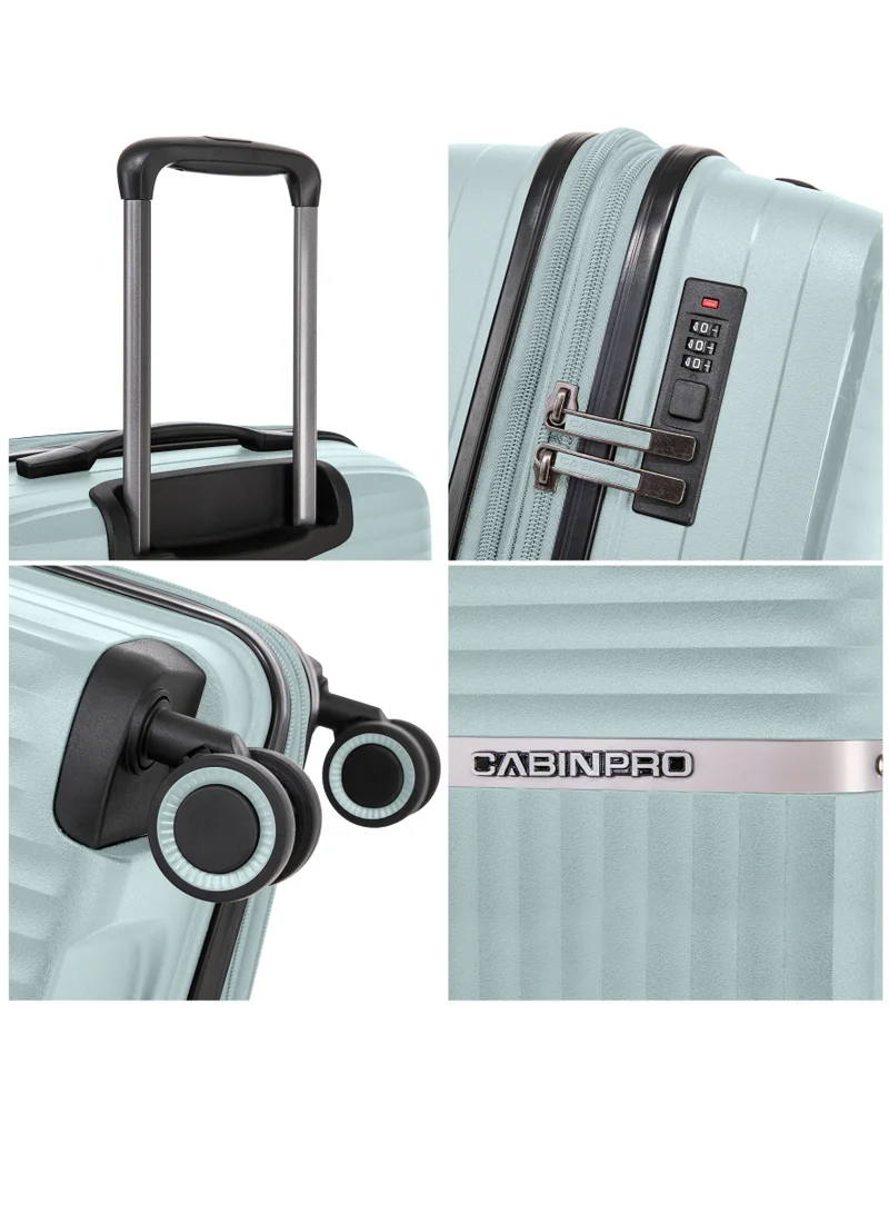CABINPRO Light Weight PP Fashion Trolley Luggage Expandable Hard Case Large Checked Suitcase with Safe Zipper and 4 Quite 360° Double Spinner Wheels CP002 Mint