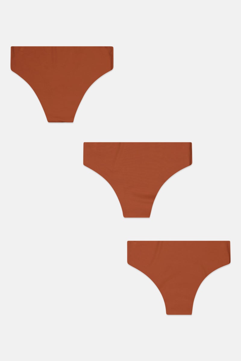 bebe Women 3 Pack Solid Pantie, Brown - Image 2