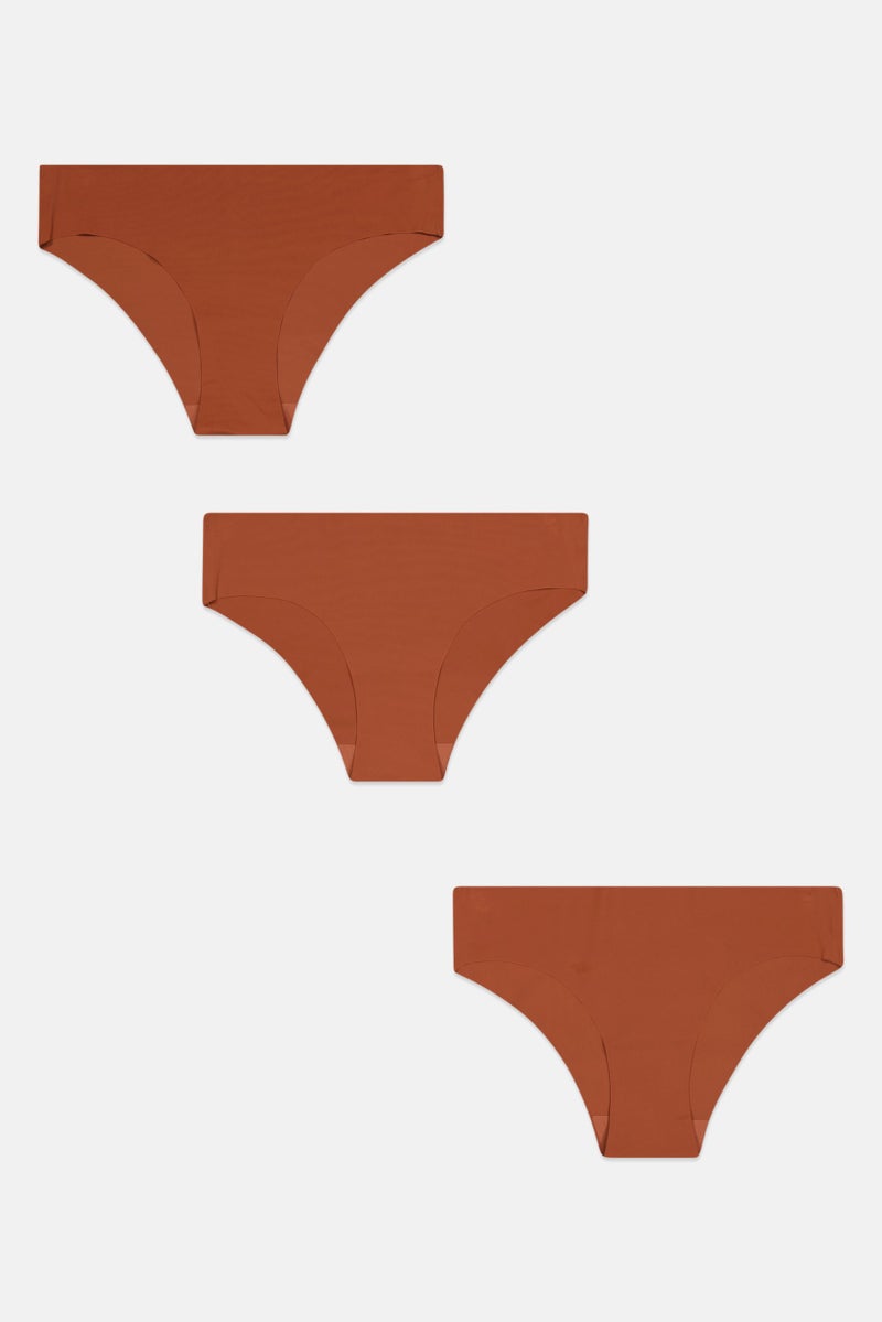 bebe Women 3 Pack Solid Pantie, Brown - Image 1