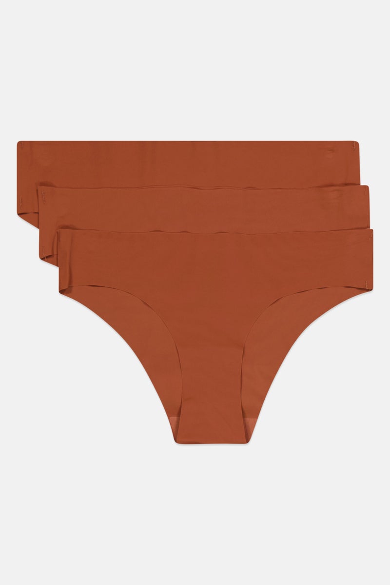 bebe Women 3 Pack Solid Pantie, Brown - Image 3