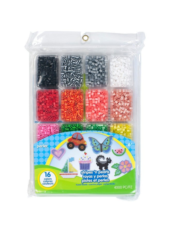 Perler Beads Stripes And Pearls Assorted Fuse Beads Tray For Kids Crafts, 4000 pcs - Image 1