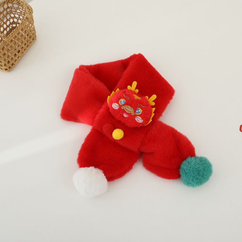 New Year Children'S Scarf Chinese Red Red Imitation Rabbit Fur Scarf Tiger Year Baby Festive Scarf New Year Scarf - Image 1