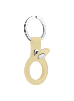 Suitable For Apple Airtag Protective Cover For Apple Positioning Anti-loss Device Airtag Leather Hanging Buckle Anti-loss Protective Cover-Color:Rice White-Applicable Models:Airtag