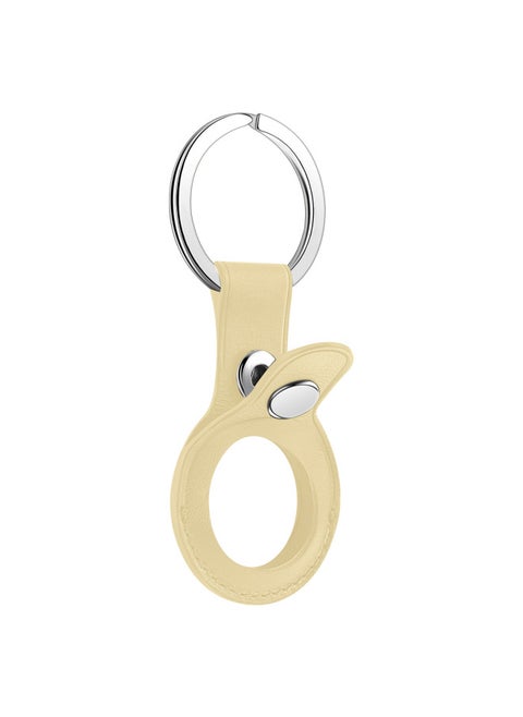 Suitable For Apple Airtag Protective Cover For Apple Positioning Anti-loss Device Airtag Leather Hanging Buckle Anti-loss Protective Cover-Color:Rice White-Applicable Models:Airtag