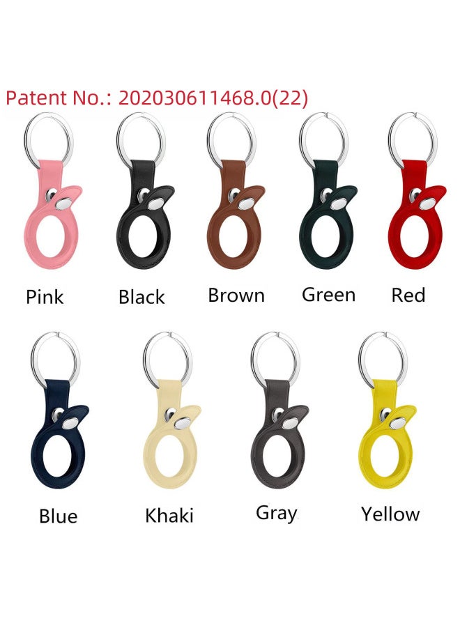 Generic - Suitable For Apple Airtag Protective Cover For Apple Positioning Anti-loss Device Airtag Leather Hanging Buckle Anti-loss Protective Cover-Color:Rice White-Applicable Models:Airtag - Image 1