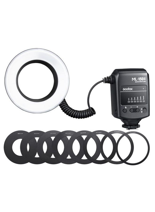Godox - Godox ML-150II Macro Ring Flash Light GN12 with 8 Lens Adapter Rings for Canon Nikon Pentax Olympus DSLR Cameras - Image 1