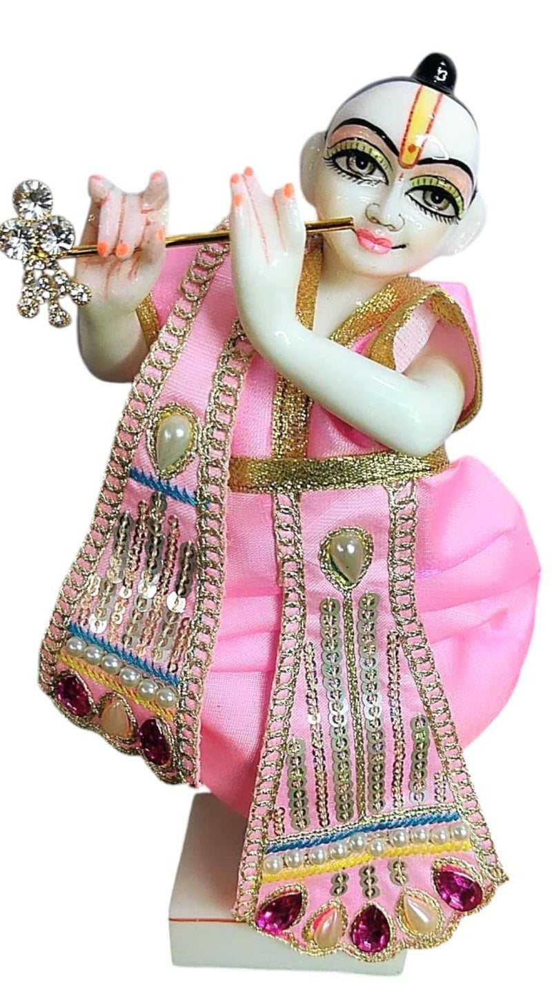 Partish Radha Krishna Heavy Dress | Poshak for Yugal Jodi | Radhe Krishna Ji Poshak (Pink, Dress Size 3 Inches for 5 Inches Idol,I) - Image 4