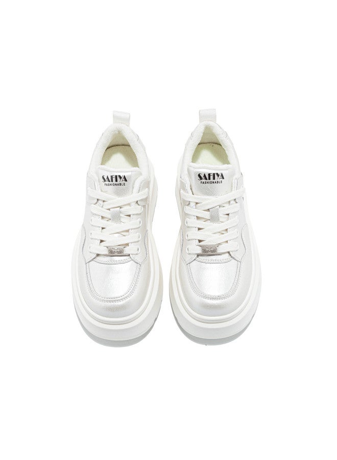 SAFIYA Saturday Platform Sneakers Women, Thick Sole 2025 Spring New Collection, College Style Versatile Casual Height-increasing White Shoes - Image 4