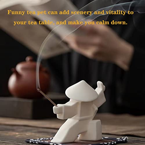 LYART Samurai Statue Decor Japanese Warrior Decor Children's Room Statues, Kongfu Tea Pet Decoration, Incense Holder for Stick Burner Incense Stick Holder (White2 and White3) - Image 2