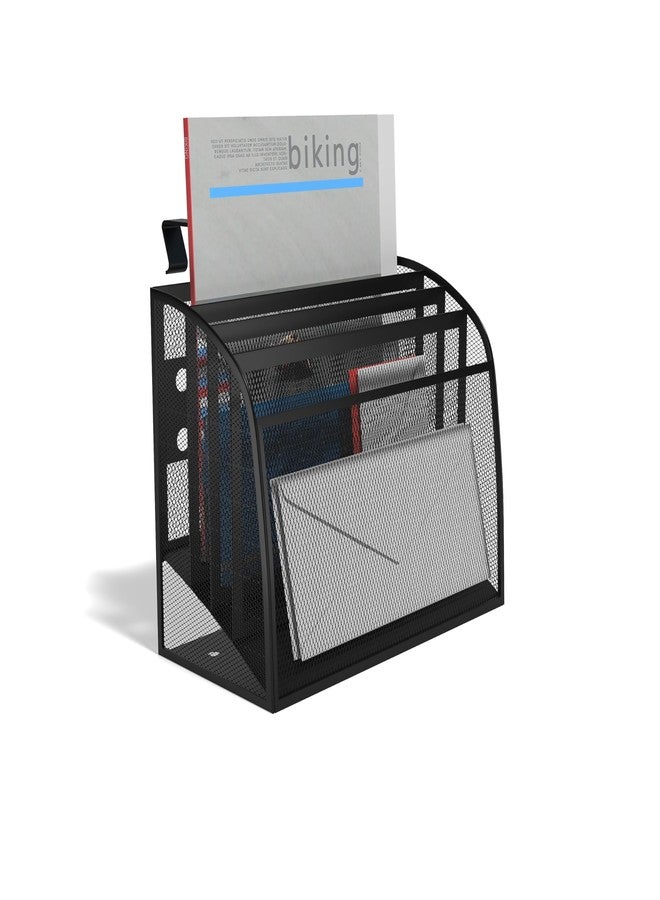 TRU RED Mesh Letter Wall File, 4‑Pocket Hanging Organizer, Black - Vertical Wall‑Mounted File Sorter for Mail & Documents - Image 2