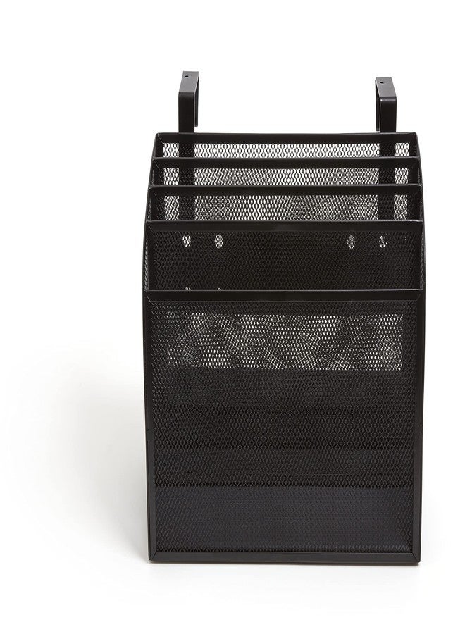 TRU RED Mesh Letter Wall File, 4‑Pocket Hanging Organizer, Black - Vertical Wall‑Mounted File Sorter for Mail & Documents - Image 1