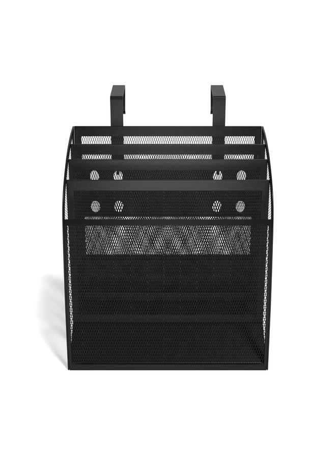 TRU RED Mesh Letter Wall File, 4‑Pocket Hanging Organizer, Black - Vertical Wall‑Mounted File Sorter for Mail & Documents - Image 3
