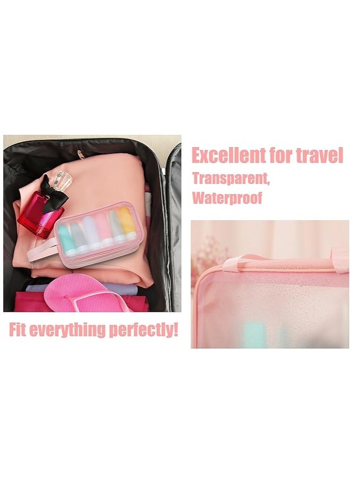 Generic - Clear Toiletry Bag 3 PCS  , Makeup Cosmetic Bag, Transparent Travel Wash Bag for Women and Girls - Pink. - Image 1