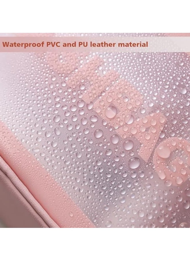 Generic - Clear Toiletry Bag 3 PCS  , Makeup Cosmetic Bag, Transparent Travel Wash Bag for Women and Girls - Pink. - Image 1