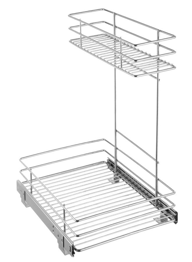 NIMBLOOM Under Sink Cabinet Organizer, 2-Tier Sliding Cabinet Organizer Pull Out Shelves, 16.5 x 11.4 x 11.8 in Heavy Duty Carbon Steel Organizer, Electroplated Kitchen Storage Rack - Image 2