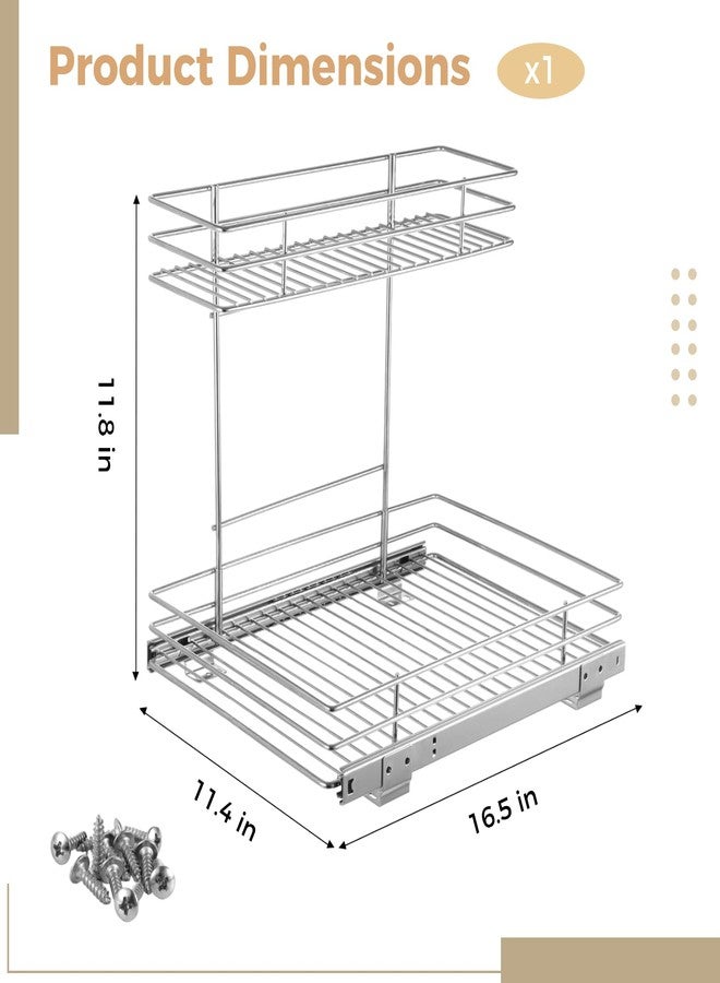 NIMBLOOM Under Sink Cabinet Organizer, 2-Tier Sliding Cabinet Organizer Pull Out Shelves, 16.5 x 11.4 x 11.8 in Heavy Duty Carbon Steel Organizer, Electroplated Kitchen Storage Rack - Image 5