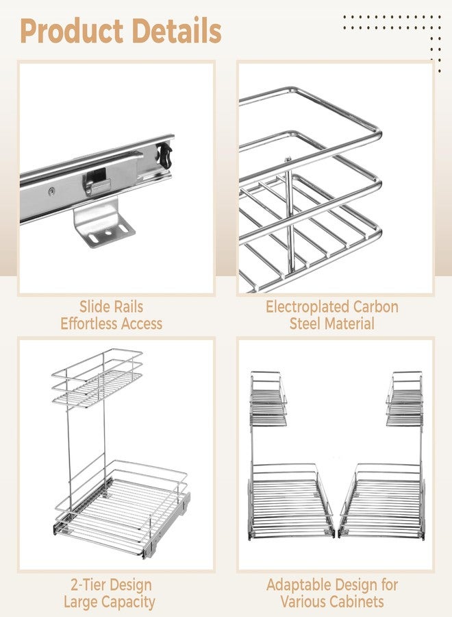 NIMBLOOM Under Sink Cabinet Organizer, 2-Tier Sliding Cabinet Organizer Pull Out Shelves, 16.5 x 11.4 x 11.8 in Heavy Duty Carbon Steel Organizer, Electroplated Kitchen Storage Rack - Image 4