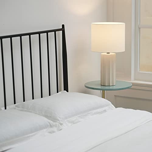Globe Electric 65922 20" Table Lamp, Ribbed Concrete Finish, White Linen Shade - Image 2