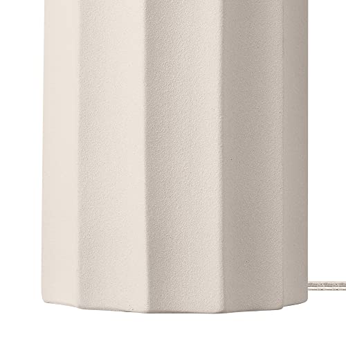 Globe Electric 65922 20" Table Lamp, Ribbed Concrete Finish, White Linen Shade - Image 5