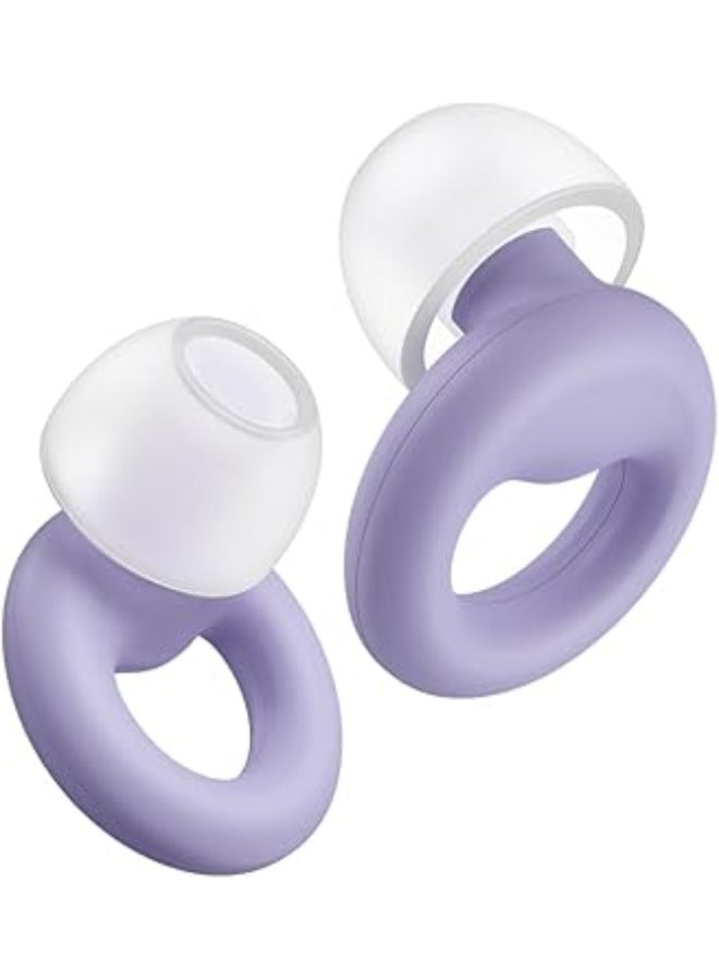 Silicone Earplugs for Noise Reduction with Clear Sound Filter – Comfortable In-Ear Design for Conversations, Events, and Sleep – 8 Sizes XS/S/M/L with 16dB Noise Isolation – Purple Colo - Image 1