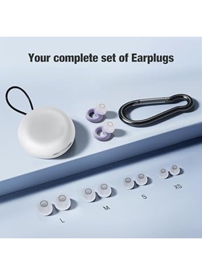 Silicone Earplugs for Noise Reduction with Clear Sound Filter – Comfortable In-Ear Design for Conversations, Events, and Sleep – 8 Sizes XS/S/M/L with 16dB Noise Isolation – Purple Colo - Image 3