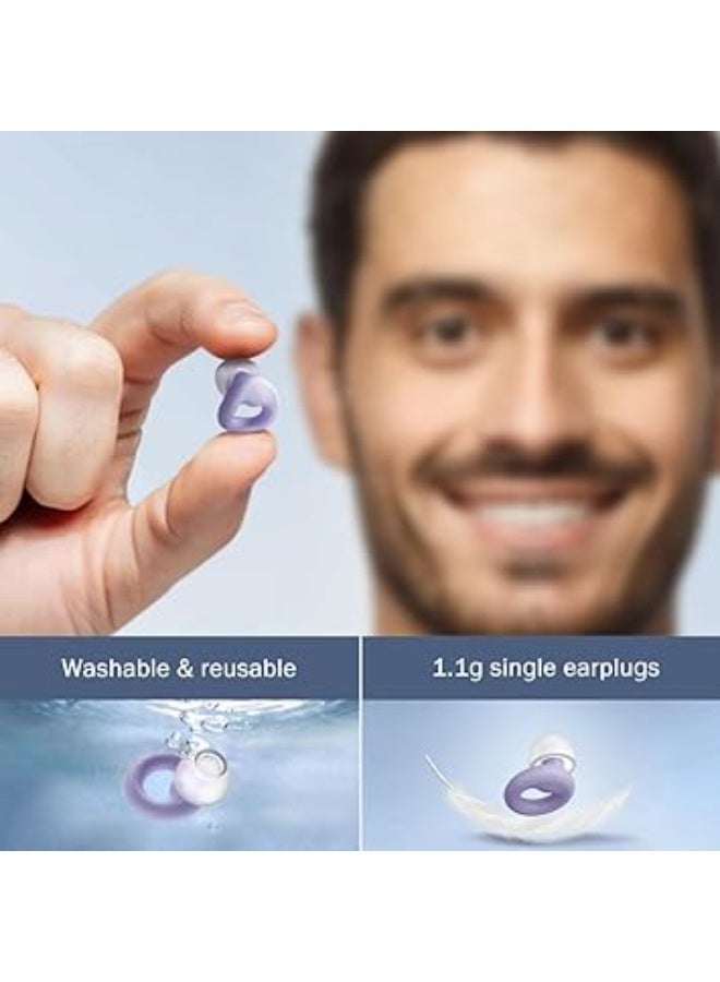 Silicone Earplugs for Noise Reduction with Clear Sound Filter – Comfortable In-Ear Design for Conversations, Events, and Sleep – 8 Sizes XS/S/M/L with 16dB Noise Isolation – Purple Colo - Image 4