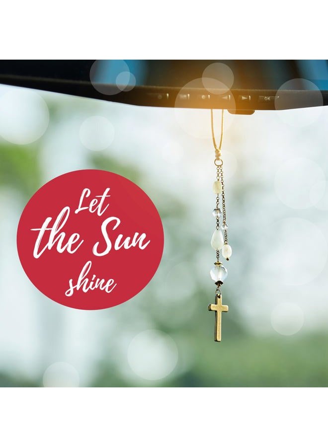 AKITAI Elegant Cross for Car Mirror - Sun Catcher Rearview Mirror Charm, Transforms Sunlight and Diffuses Colors and Energy Throughout The Car - White Crystals - Image 2