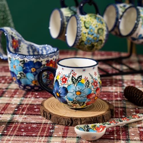 ALMA 12oz Handpainted Microwave Safe Coffee Mug, Unique Ceramic Tea Mug For Girl Friend,Mother, Woman(Assorted Flowers,Medium) - Image 4
