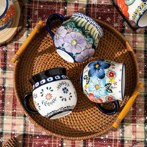 ALMA 12oz Handpainted Microwave Safe Coffee Mug, Unique Ceramic Tea Mug For Girl Friend,Mother, Woman(Assorted Flowers,Medium) - Image 5