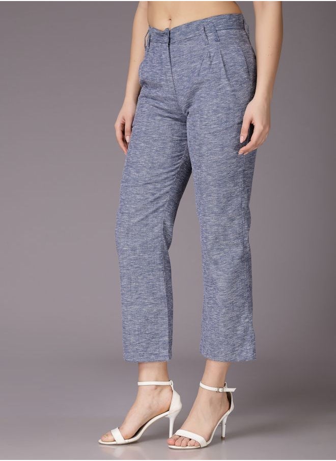 Freehand Women Straight Fit Solid Mid-Rise Pleated Trousers  - Image 4