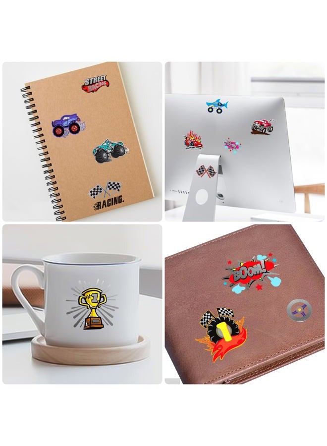 Metuu Temporary Tattoos for Kids, 75 PCS Truck Tattoos for Hot Wheel Birthday Party Decoration Favor, Metallic Tattoos, Monster Truck, Car Racing, Checkered Flag, Flames Tattoo for Boys Girls - Image 5