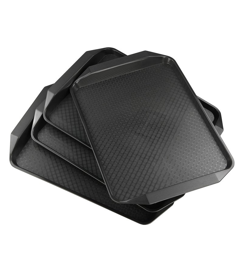 Vababa Black Plastic Fast Food Serving Trays 4Pack 168INCH x 12INCH