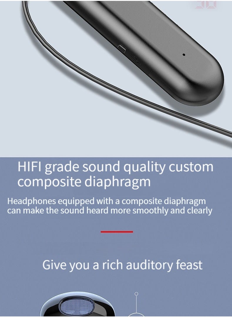 Generic - Neck-mounted Bluetooth headset in-ear digital display sports running ultra-long battery life wireless Bluetooth headset blue - Image 1