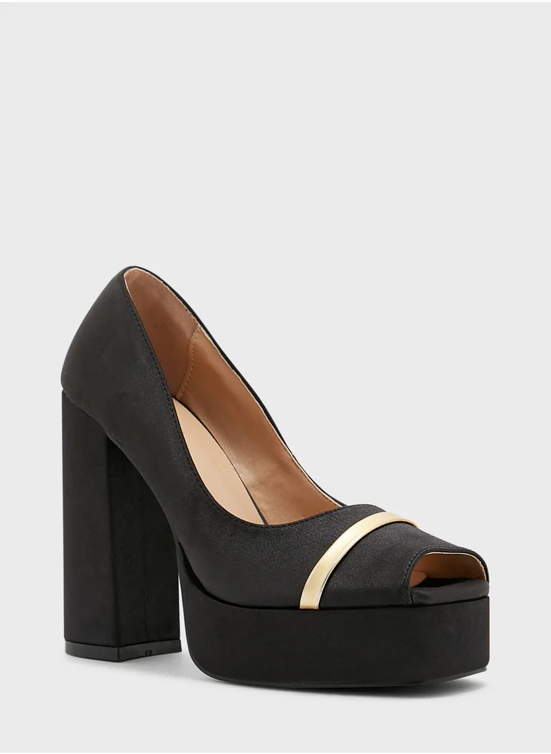 Khizana Peep-toe Satin Platform Pump