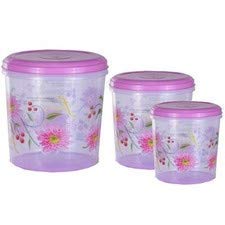 Dmitry Plastic Kitchen Storage Container Set 3 Pieces 1 kg 2 kg 3 kg Multi