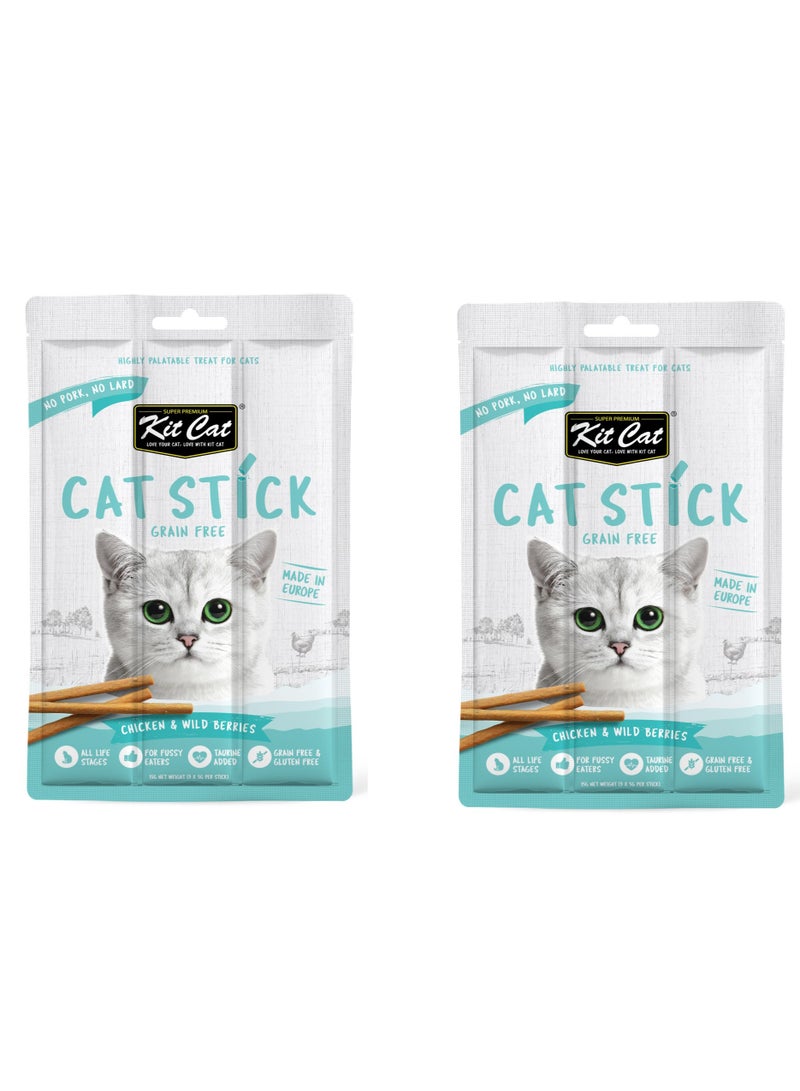 كيت كات "كيت كات - أعواد طعام قطط خالية من الحبوب بنكهة الدجاج والتوت البري 15 جرام" - قطعتان - Image 1