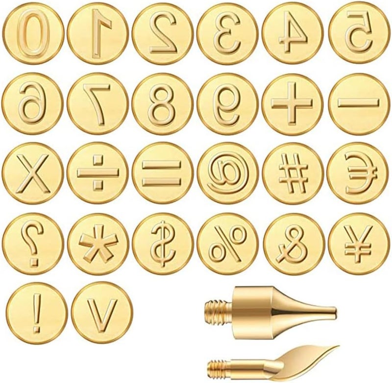 Ryoma Wood Burning Tips Letters Uppercase Alphabet Number Symbol Branding and Personalization Set (Include 38 Numbers 18 Symbol and 6 Stencils) - Image 3