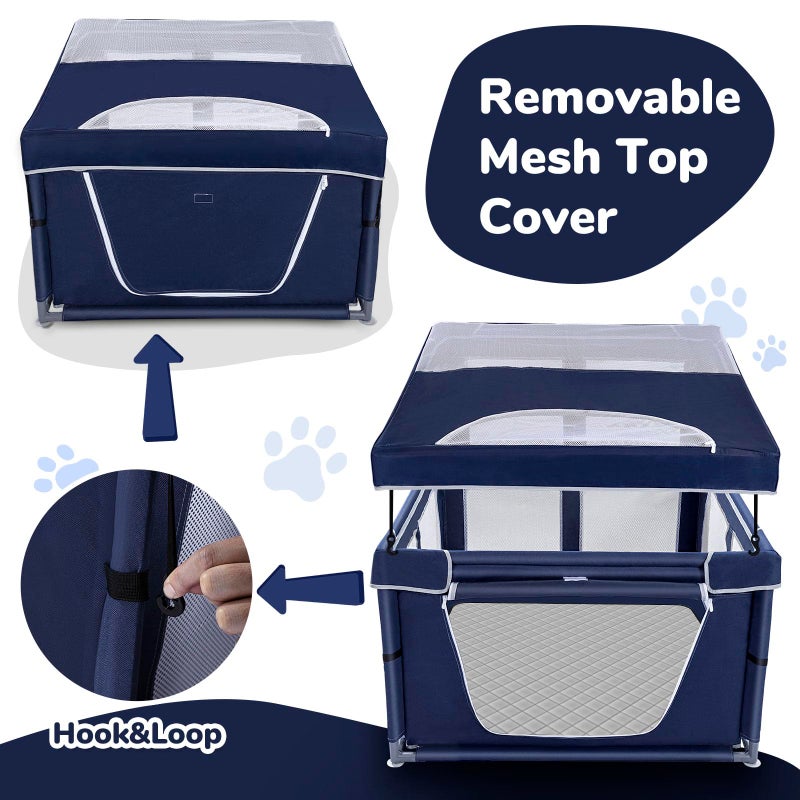 Zikopomi 42 Ã— 42 inch Dog Playpen with Pee Pad, Soft Puppy Playpen, 25 Height Pet Playpen for Small Dogs and Small Animals, Dog Fence Indoor, Play Yard with Zipper Door - Image 2