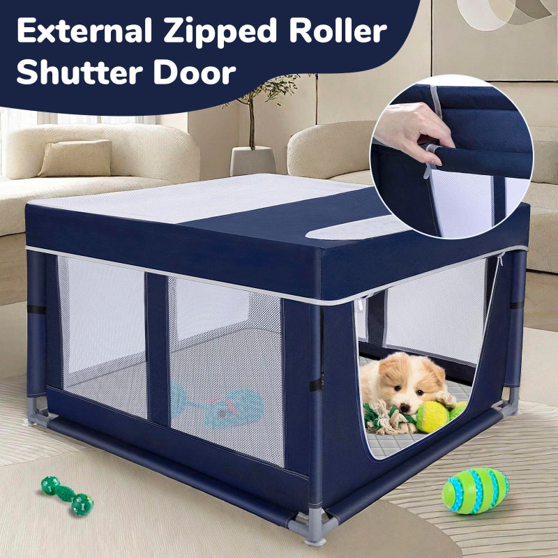 Zikopomi 42 Ã— 42 inch Dog Playpen with Pee Pad, Soft Puppy Playpen, 25 Height Pet Playpen for Small Dogs and Small Animals, Dog Fence Indoor, Play Yard with Zipper Door - Image 3