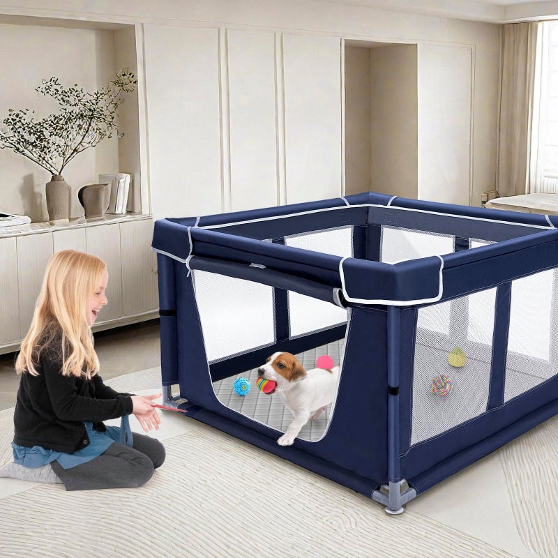 Zikopomi 42 Ã— 42 inch Dog Playpen with Pee Pad, Soft Puppy Playpen, 25 Height Pet Playpen for Small Dogs and Small Animals, Dog Fence Indoor, Play Yard with Zipper Door - Image 4