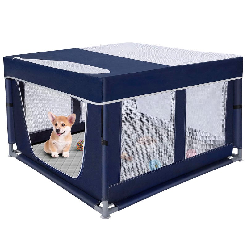 Zikopomi 42 Ã— 42 inch Dog Playpen with Pee Pad, Soft Puppy Playpen, 25 Height Pet Playpen for Small Dogs and Small Animals, Dog Fence Indoor, Play Yard with Zipper Door - Image 1