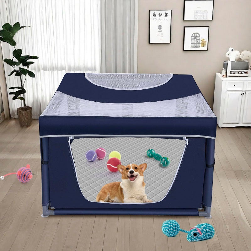 Zikopomi 42 Ã— 42 inch Dog Playpen with Pee Pad, Soft Puppy Playpen, 25 Height Pet Playpen for Small Dogs and Small Animals, Dog Fence Indoor, Play Yard with Zipper Door - Image 5